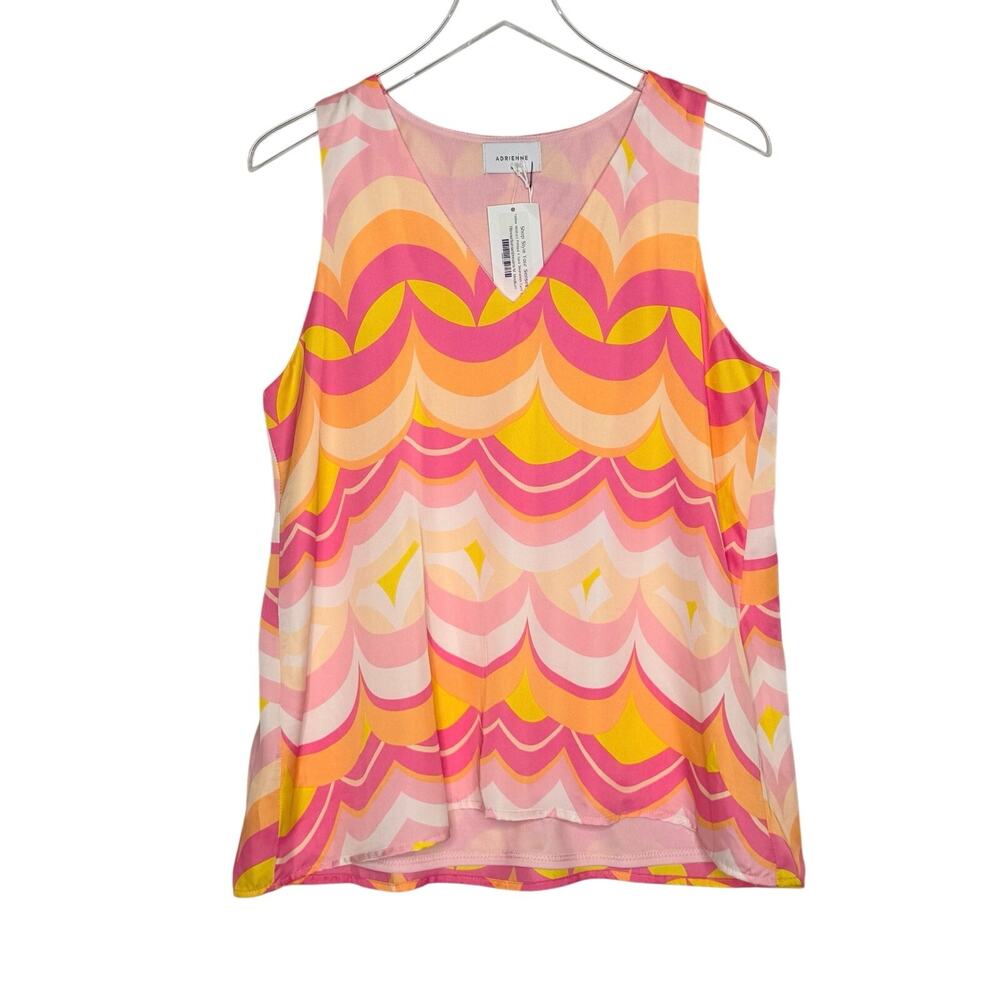 Adrienne Reese Sunset Dreams Cami Tank M NEW Yellow Abstract V Neck Sleeveless